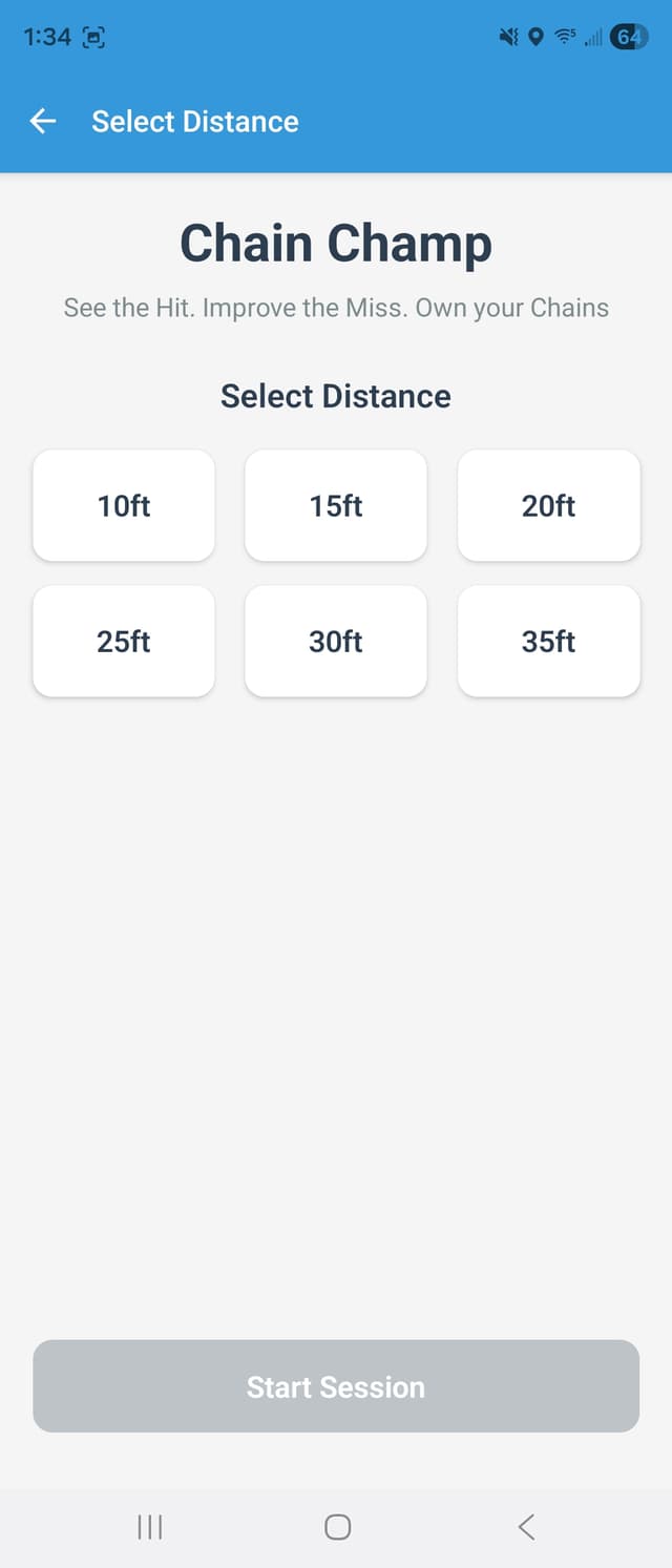 Select Distance Screen