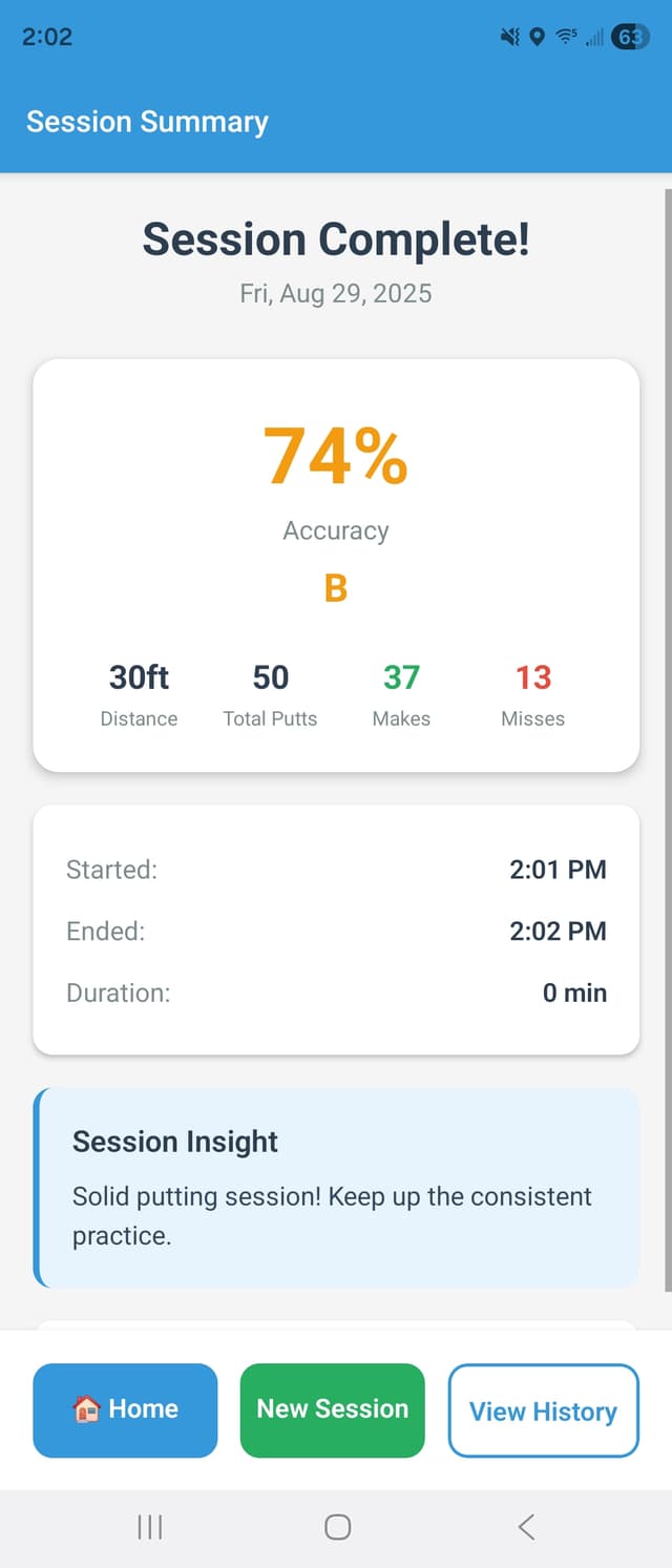 Session Summary Screen
